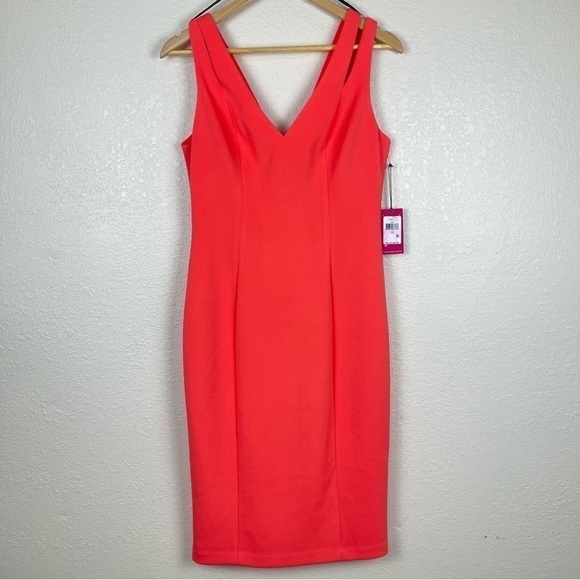 Vince Camuto Double Strap Sleeveless V-Neck Dress Size 10 Women - Picture 1 of 13